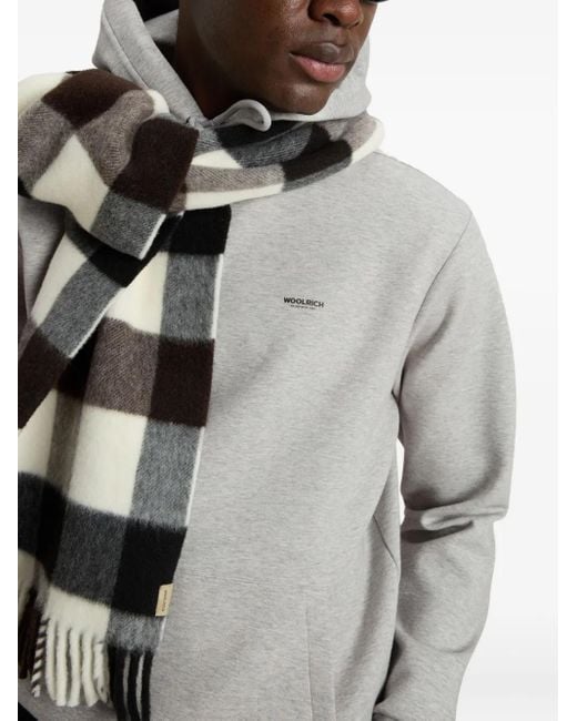 Woolrich Gray Light Hoodie With Adjustable Drawstring for men