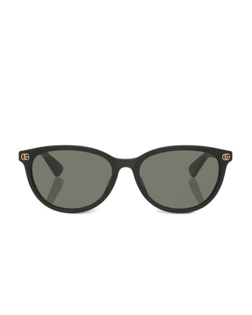 Gucci Gray Logo-Detail Round-Frame Sunglasses