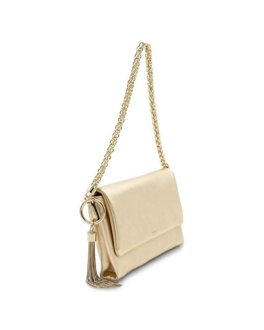 Jimmy Choo Natural Callie Metallic Tassel Clutch Bag
