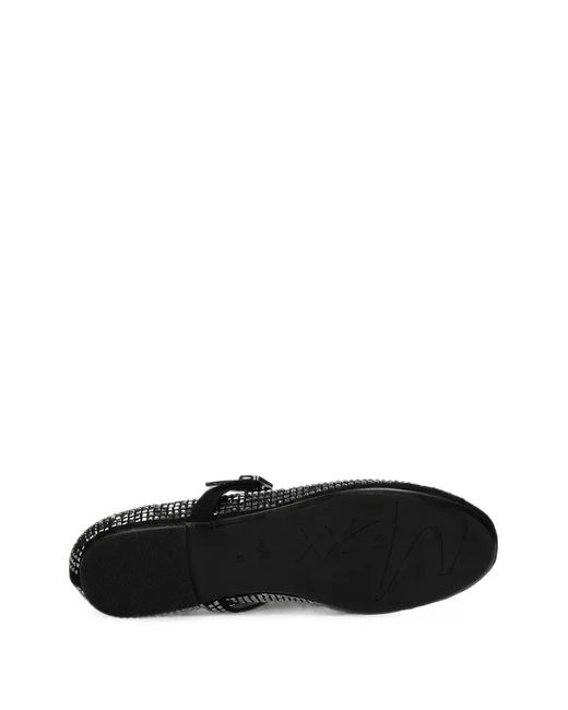 Mexx Black Stud-Embellished Buckle-Strap Ballet Flats