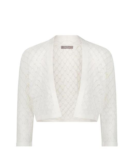 Lela Rose White Open-Front Knit Bolero