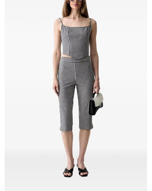Guess Black Gingham-Check Star-Patch Top