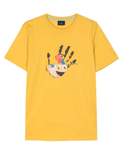 PS by Paul Smith Yellow Hand Print Cotton T-shirt for men