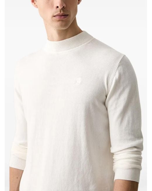Karl Lagerfeld White Logo-Patch Mock-Neck Sweater for men