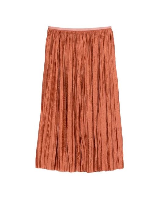 Roberto Collina Orange Pleated Midi Skirt