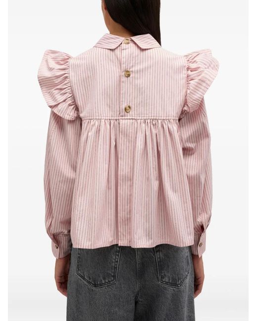 Ganni Pink Frill Blouse