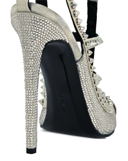 Philipp Plein Metallic 120Mm Spike-Embellished Heeled Sandals