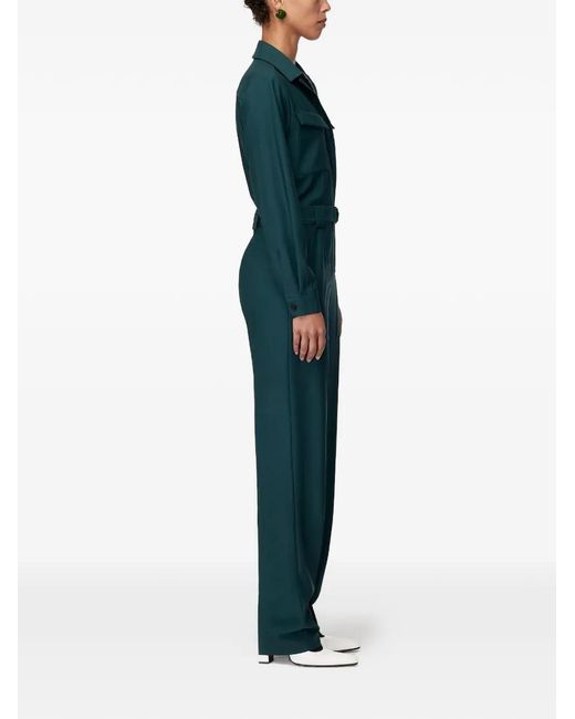 Another Tomorrow Blue Belted Jumpsuit
