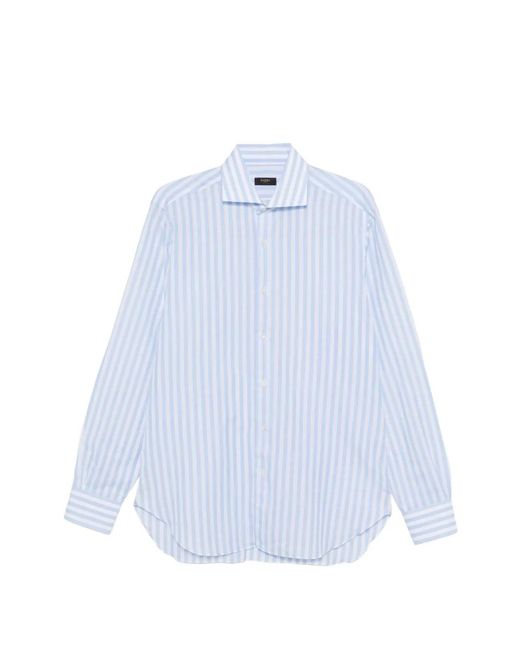 Barba Napoli Blue Chemise Rayée À Manches Longues for men