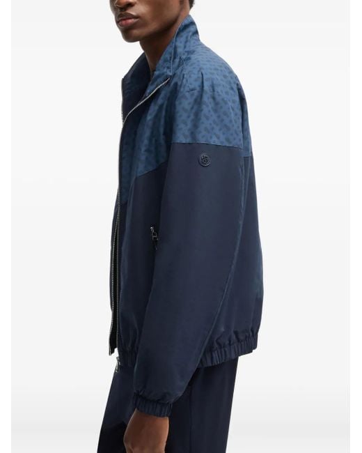 Boss Blue Patterned Panelled Jacket for men
