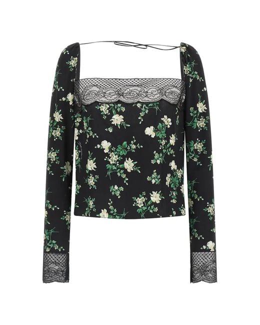 Dolce & Gabbana Black Flower Print Blouse