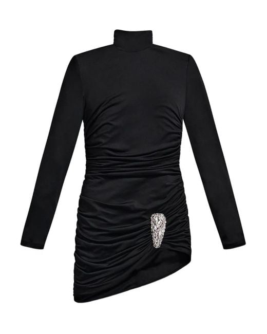 Area ビジュー ドレープ ミニドレス Black