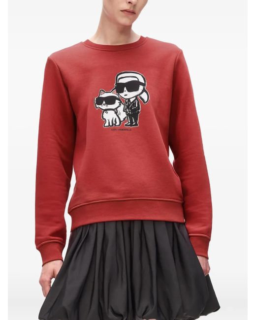 Karl Lagerfeld Red Sketch-Print Sweater