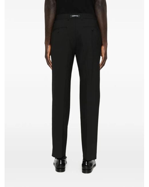 Karl Lagerfeld Black Flat-Front Tailored Trousers for men