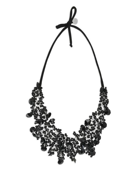 Maria Calderara Black Crystals Tie Necklace