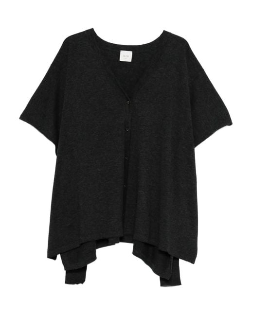 Alysi Black Short-Sleeve Buttoned Cardigan