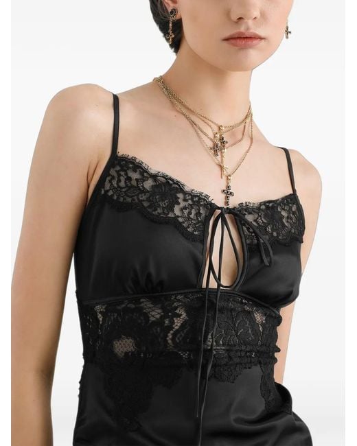 Dolce & Gabbana Black Lace-Trim Mini Dress