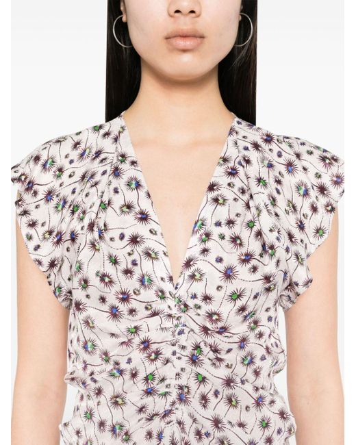 Isabel Marant White Lonea Abstract-print Top