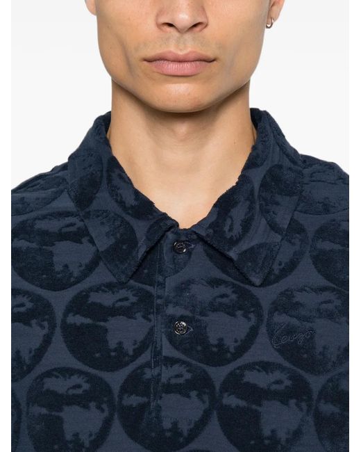 KENZO Blue Short-Sleeve Polo Shirt for men
