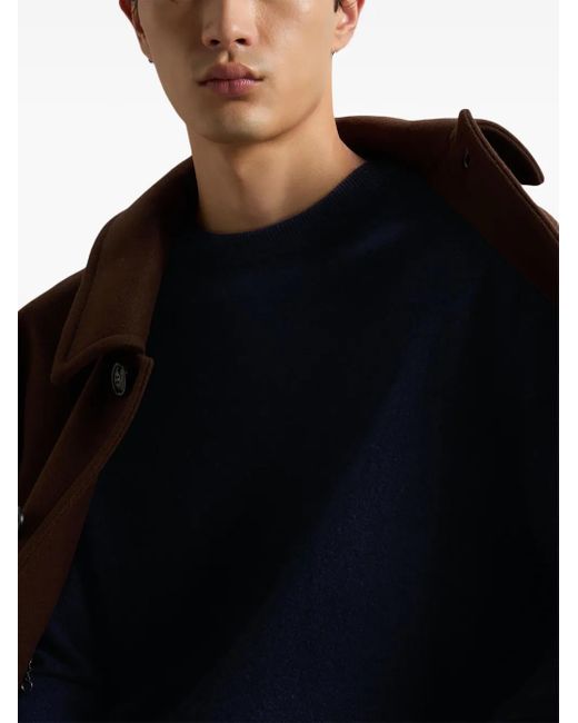 Woolrich Blue Crew Neck Cashmere Jumper for men