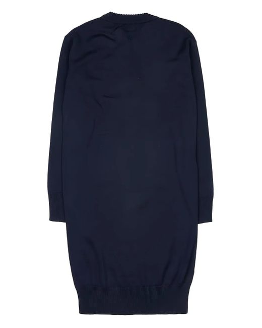 Max Mara Blue Anchor-Motif Knitted Midi Dress