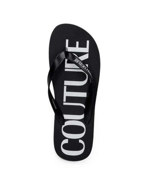Versace Jeans Couture White Logo-Print Flip-Flops for men