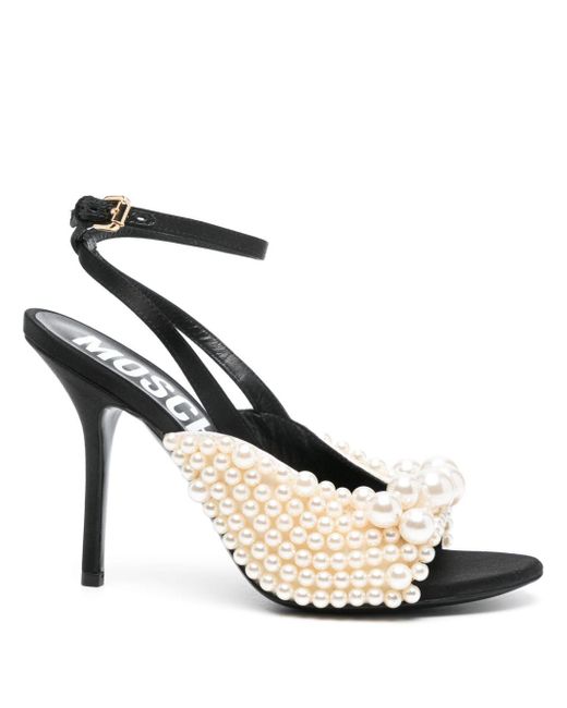 Moschino Natural 110Mm Faux-Pearl Embellished Sandals