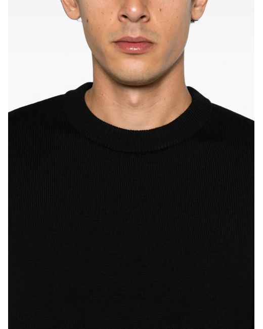 sunflower Black Ribbed-Knit Crew-Neck Sweater for men