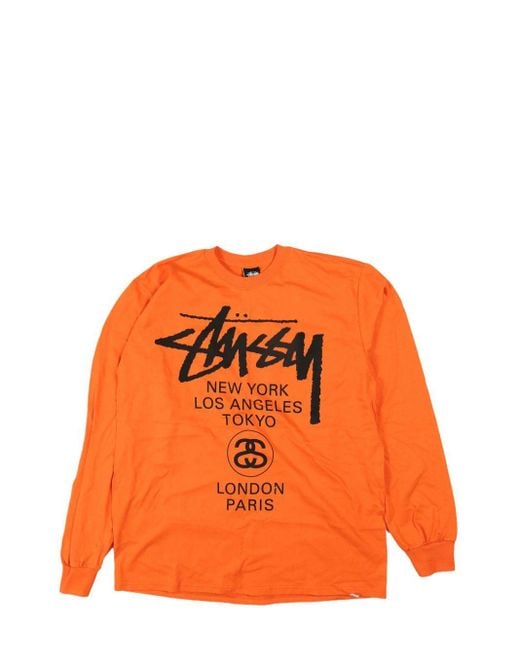 Stussy Orange World Tour Long-Sleeve T-Shirt for men