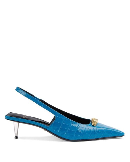 Gucci Crocodileprint Leather Pumps in Blue Lyst