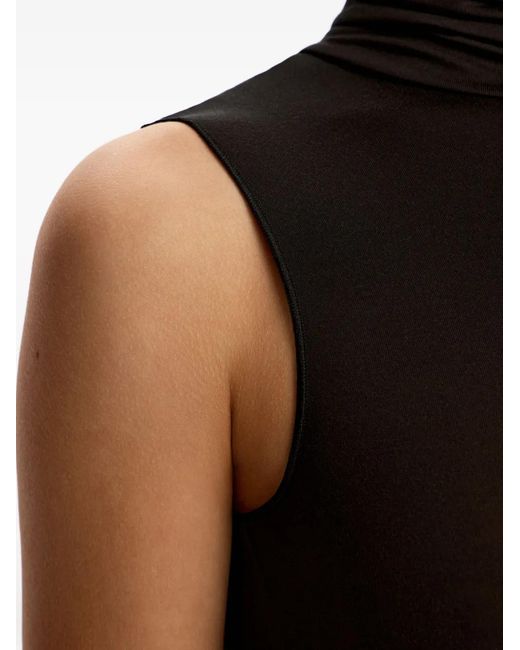 12 STOREEZ Black Turtleneck Sleeveless Bodysuit