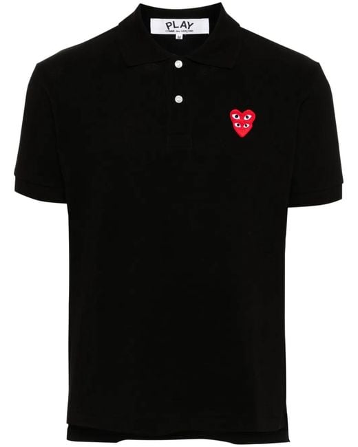 COMME DES GARÇONS PLAY Black Heart-Patch Cotton Polo Shirt