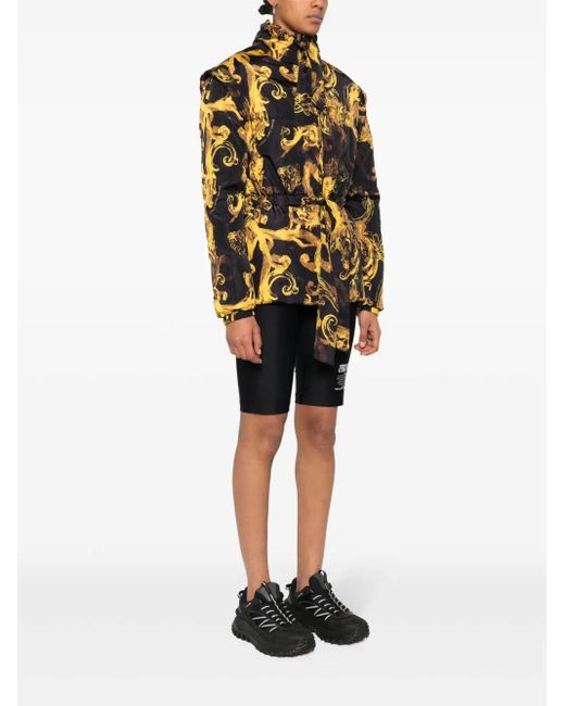 Versace Jeans Couture Black Barocco-Print Down Jacket