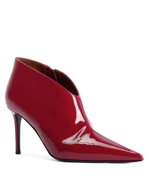 Giuseppe Zanotti Red Pointed-Toe Patent Leather Boots