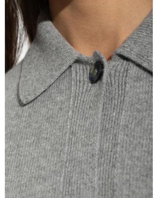 Haikure Gray Button-Fastening Polo Sweater