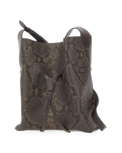 Gianni Chiarini Brown Sienna Python-Print Leather Shoulder Bag