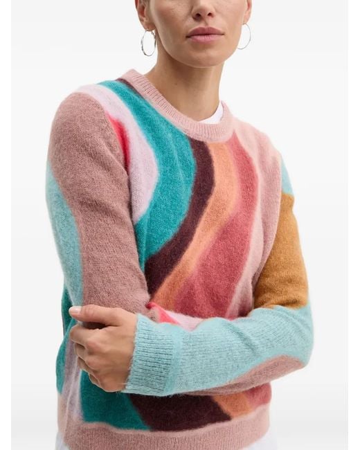 Paul Smith White Wave-Pattern Sweater