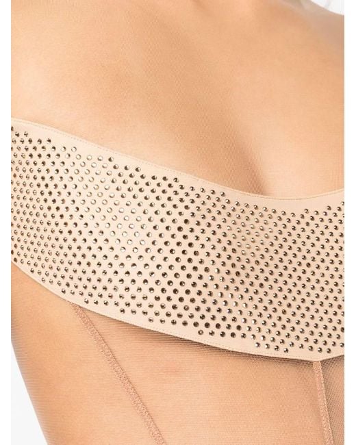 Mugler White Logo-Plaque Sheer-Panels Body