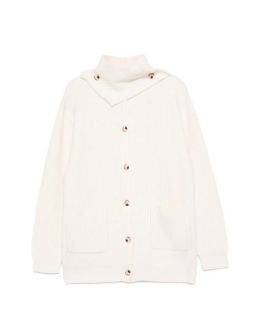 Viktoria Chan White Button Patch Pocket Cardigan