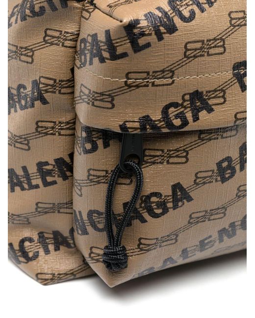 Balenciaga Gray Monogram-print Coated Canvas Backpack for men