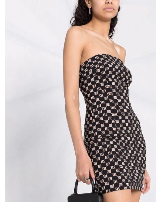 M I S B H V Black Monogram-Print Fitted Dress