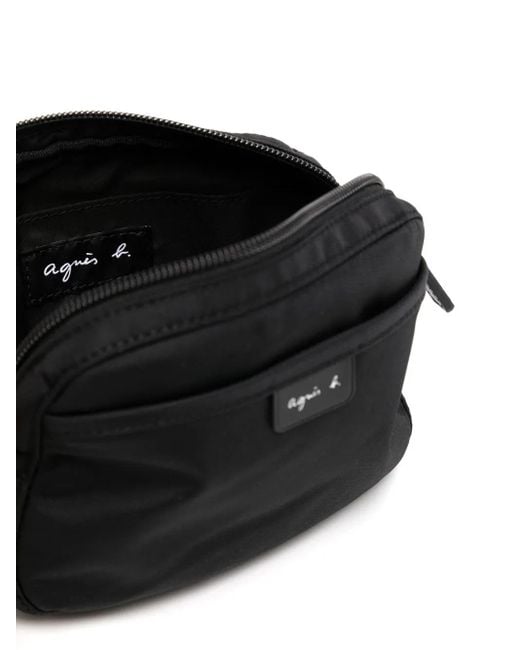 Agnes B. Black Curved Logo-Patch Wallet