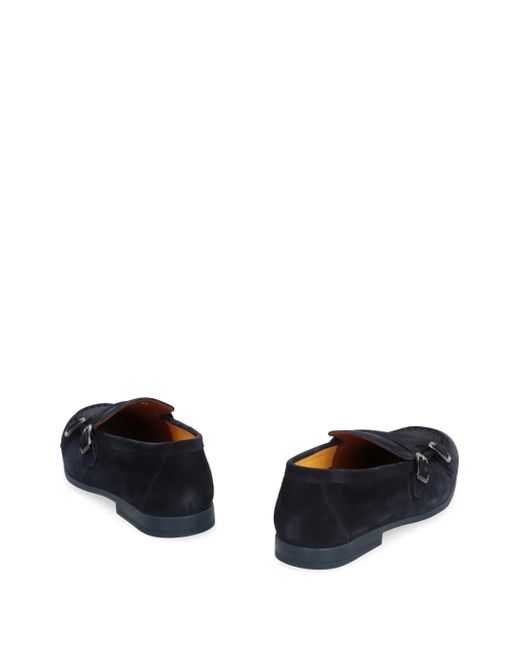 Doucal's Blue Duke Suede Monk-Strap Loafers for men