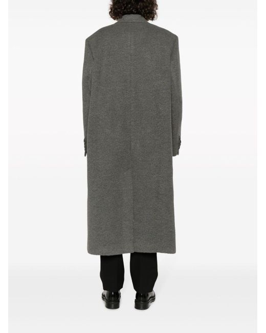 AMI Gray Double-breasted Long Coat for men