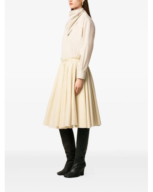 AMI Natural Corolla Wool Midi Skirt