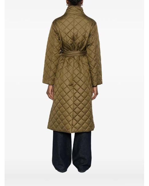 Gant Green Kabát Quilted Belted Coat