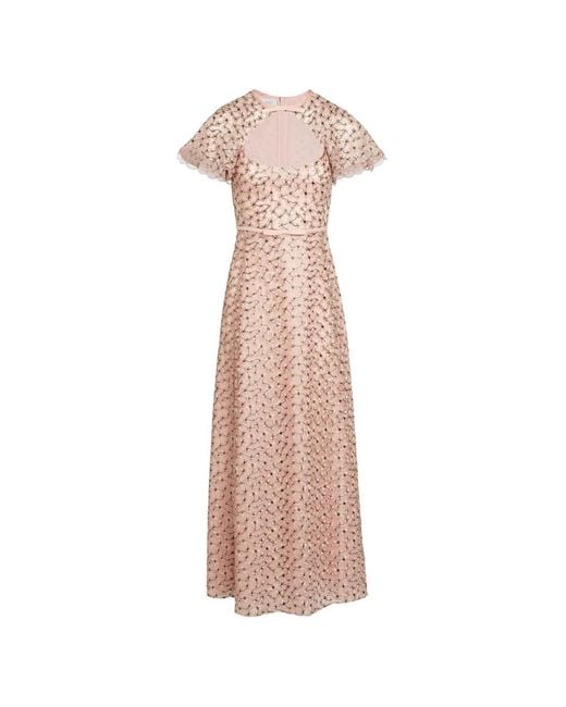 Giambattista Valli Pink Daisies Floral Embroidered Midi Dress