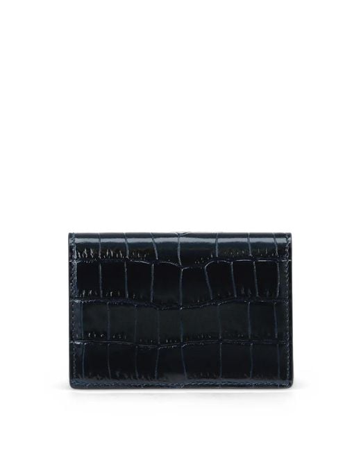 Smythson Black Mara Croc-Effect Card Case
