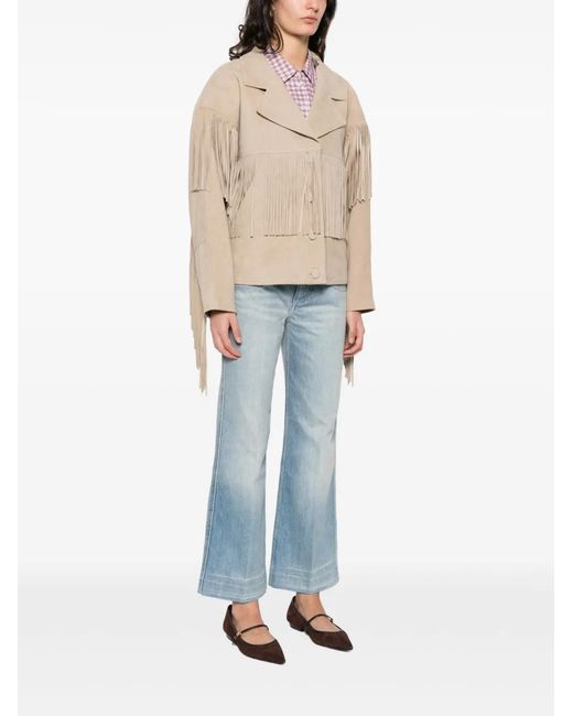 Sandro Natural Fringed Suede Jacket