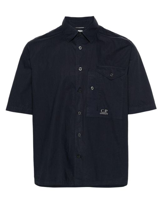 Camisa con logo bordado C P Company de hombre de color Blue
